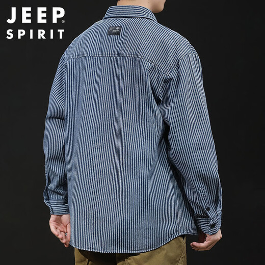 Jeep Spirit Jeep Camisa de manga larga Camisa de trabajo de otoño para hombres Camiseta casual de hombres Men Azul XL