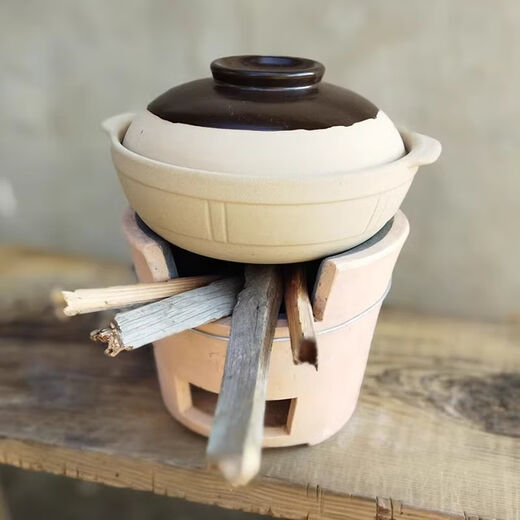 泥巴柴火炉港式打边炉商用老式陶土炭炉家用炉子砂锅户外烧烤碳炉 柴炉大号 1英寸