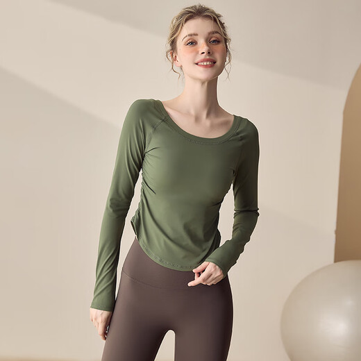 LULULMCCTN long-sleeved yoga clothes for women, running sports tops, slim fit, Pilates training t-shirt, quick-drying fitness clothes, red S