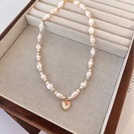 DL 1998 Fat Donglai same style French light luxury pearl pendant Baroque natural l freshwater necklace women's niche 2024 new love moonstone pearl necklace baroque freshwater