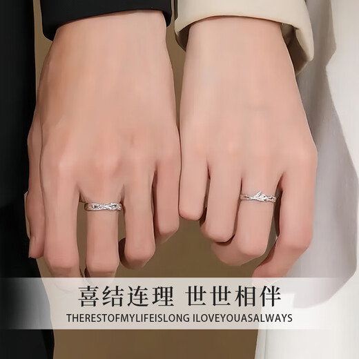 China Gold S925 Silver Eucalyptus globulus has met the Locust Bird Couple Ring Men and Women Rings Wedding Anniversary Gift for Girlfriend Classic Red Gift Box *Shipment from Bakura* Same time/Next Day Delivery Eucalyptus Globulus has met the Locust Bird Couple Ring - Couple Style