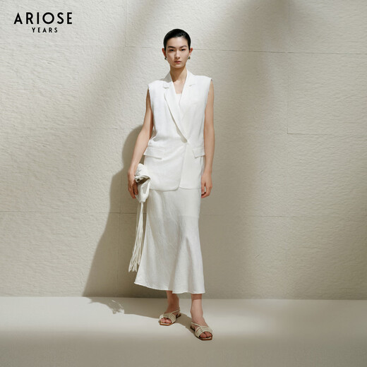 Ainos Essi [same style in the mall] 2025 summer new product new Chinese jacquard suit horse clip jacket for women 40521369 white L