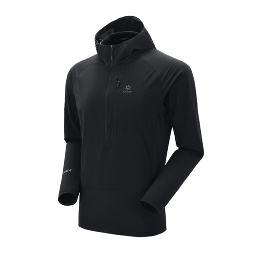 Kailas Sport Outdoor Mountain Climbing Brand Logo Atmungsaktives warmes winddichtes Kapuzen mit halb offener Brust Fleece Jacke Xuanqing Black M.