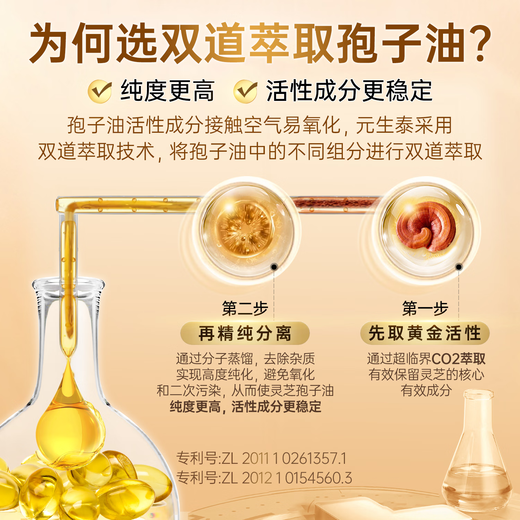 元生泰高三萜 灵芝孢子油软胶囊破壁灵芝孢子粉精华 中老年人保健品 
