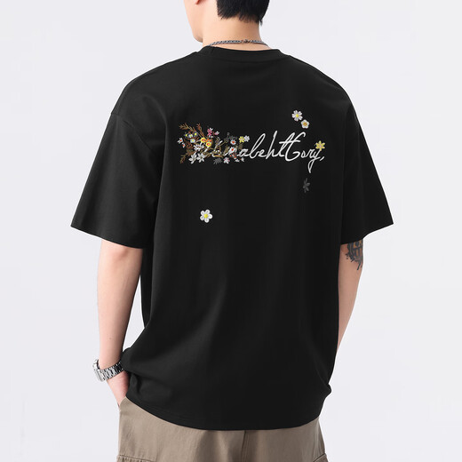 KAZUKI Kuraishi High-End-Qualität dünne gestickte kurzärmelige Männer 2025 Neues Sommer-T-Shirt-Modemarke Lose lässige, halbärmelige Top White XL Empfohlenes Gewicht 160-175 Jin [Jin gleich 0,5 kg]
