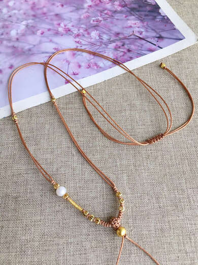 Micro-gifted gold pendant rope Buddha brand gold lock braided rope sand gold lock bag pendant lanyard jade high-end jade safe lock braided rope light brown single rope