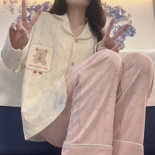 樵廿睡衣女士春秋季长袖长裤夏天2025年新款甜美可爱秋冬款家居服套装 3882 2XL :【135-160斤】
