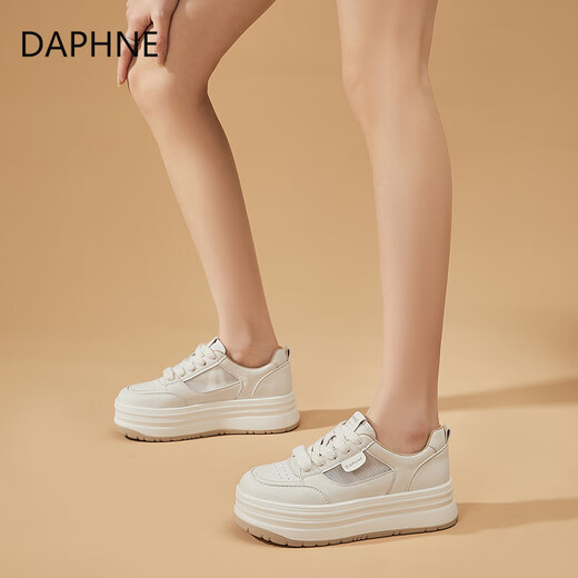 Daphne Daphne Summer Mesh Breatch Board Chaussures pour femmes 2025 Nouvelle hauteur de semelle épaisse Augmentation de 5 cm Small Sports Chaussures de Sports Off White 36