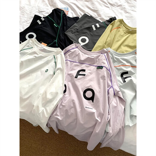 Lifeng Dopamine Outdoor Sports Quick-Drying Clothes Women's Autumn Cityboy Anti-scratch Cycling Clothes Retro Splicing Long Sleeve T-Shirt Milk Blue L