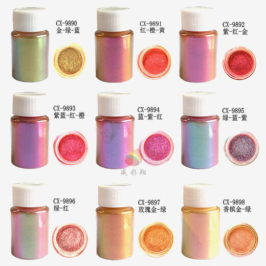 Farbveränderte Tinte Dragon Perlenpulver Pigment Farbe Drucksprühnägel Make-up Glitzer Bunt Dragon 10G 9898 Champagner Gold-Green (200 Mesh)