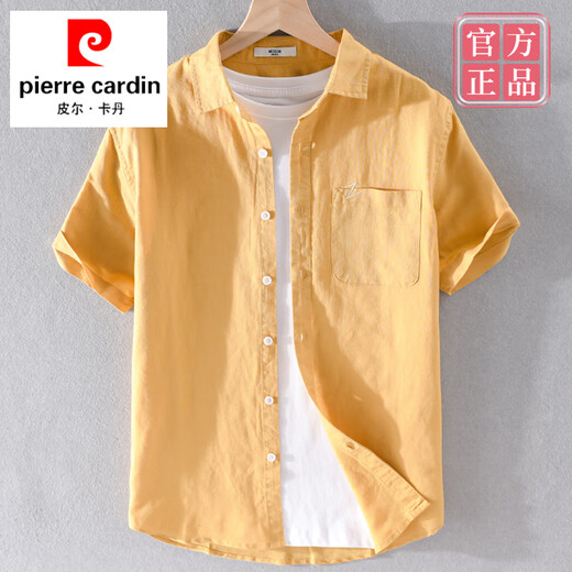 T-shirt à manches courts à manches courtes Pierre Cardin Cardin avec collier T-Cotton en lin en t-Cotton