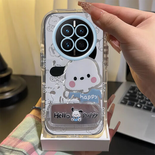 
Coolpi kt cat realme realme GT5Pro mobile phone case transparent RMX3888 full-pack anti-fall cute cover shell bracket feather puff shell [kit cat] + same style bracket realme realme GT5Pro