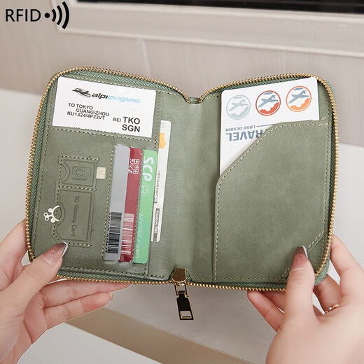 NEU 2025 Neues RFID Anti-Magnetic Passport Bag Reißverschluss Kurzreisepassclip Multifunktionslagertasche Braun