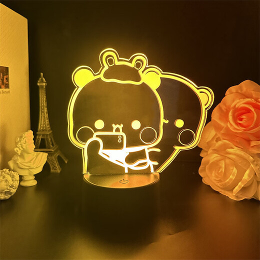 Ayub one and two bus around night lights one and two bus emoticons couples cute card atmosphere lights 3894 one and two bus single-person photo model (rechargeable model) 7 color Bluetooth speaker
