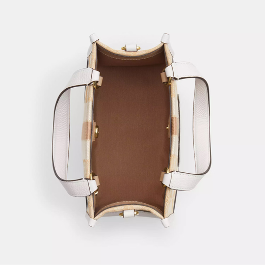 Coach (Coach) New Damenmodentrend One-Shoulder Hand-to-Wear-Einkaufstasche Light Khaki mit weißem CQ878Imdqc