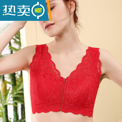 本命年义乳文胸二合一假胸假乳房胸罩癌术后专用无钢圈内衣 大红+轻质乳胶义乳(左侧) M _【70ABC-75AB】