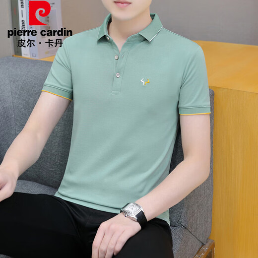 皮尔卡丹（pierre cardin）珠地棉短袖t恤男士潮流2025夏季新款商务青年翻领POLO半袖上衣服 681深蓝色 XL