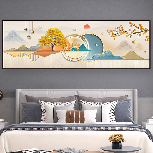 Yonghuan Modernes Schlafzimmer Nachtaufkleber Selbstklebende Wandmalerei Wohnzimmer Sofa Hintergrund Wanddekoration Malerei Wandaufkleber hängen Malerei Shuangyu Feifei Th1396 Nr. 5: Breite 180 cm x Höhe 60 cm gedruckter Grenze mit eigenständiger Rückenkleber