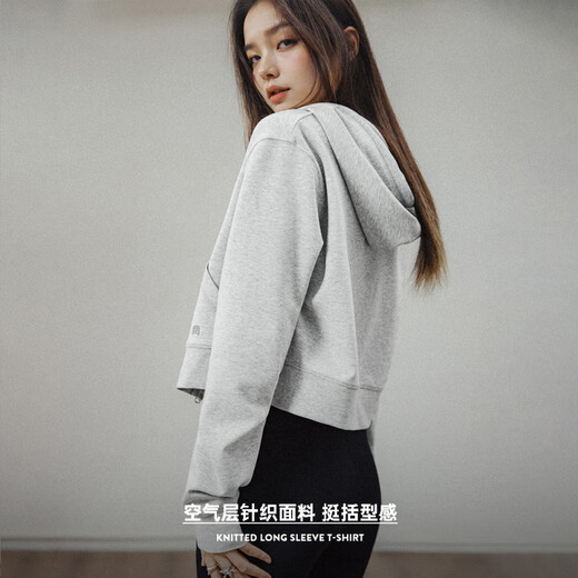 Maden Sportichk Shorm Slim Grey Shooded Whipper Sthipper Cardigan Спортивная куртка Top Spring Женщины Цветочные серые S