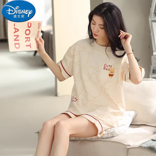Disney Pajamas para mujeres en algodón de algodón de verano pantalones cortos de manga corta el verano delgado y dulce se puede usar fuera de la ropa para el hogar YX-7504 9859 M [recomendado 80-jin [Jin iguala 0.5 kg] desgaste]