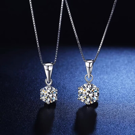 I Do Platinum PT950 Classic Six Claw Necklace Cultured Diamond Single Diamond Pendant Proposal Engagement Gift for Wife and Girlfriend Classic Six Claw-1 Carat Diamond Necklace