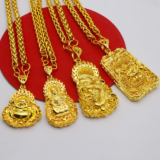 Old Phoenix 999 Bengal red gold jewelry gold dragon brand necklace ethnic style domineering copper gold-plated Guanyin Buddha pendant Guanyin pendant necklace