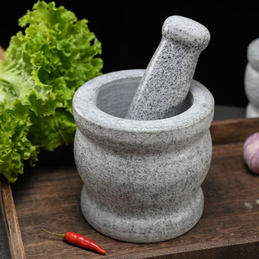 Garlic masher stone stone garlic mortar garlic masher garlic masher household grinding bowl stone mortar diameter 8 cm polished garlic masher with lid