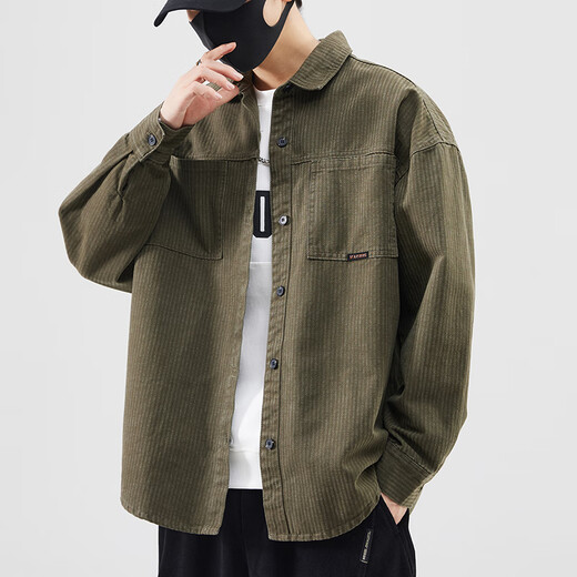 Baleno S&K мужская рубашка с длинными рукавами весна и осень новые японские лацканы из чистого хлопка повседневные топы мужская рубашка-куртка черная XL