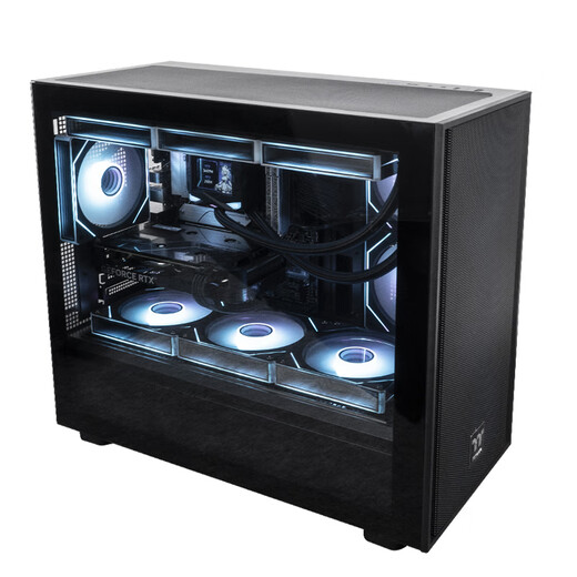 Thermaltake（Tt）钢影风S-M 海景房机箱 电脑主机 黑色（M-ATX主板/支持360水冷/12风扇位）
