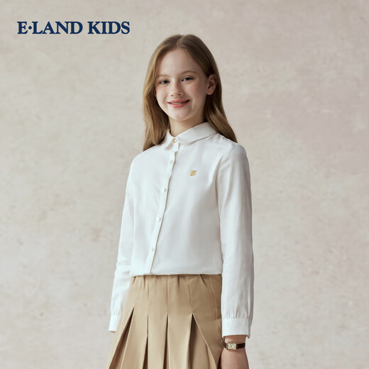 E LAND KIDS children's clothing girls' shirt season new doll collar embroidered long-sleeved top Ivory ivory/39 140