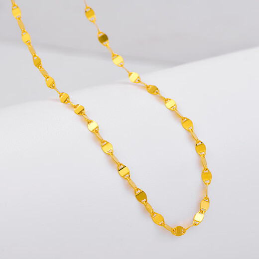Safir 18K gold necklace yellow k gold versatile tile chain color gold necklace women's plain chain fixed price 40-43cm