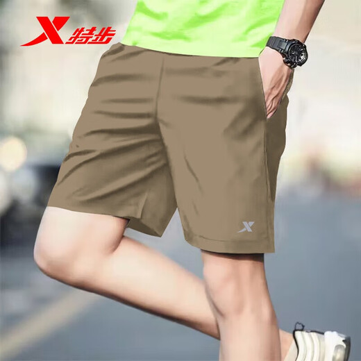 
XTEP shorts men's summer breathable quick-drying jogging sports pants ice silk loose medium pants casual loose five-point pants men's coconut palm [ice silk quick-drying/pocket zipper] L