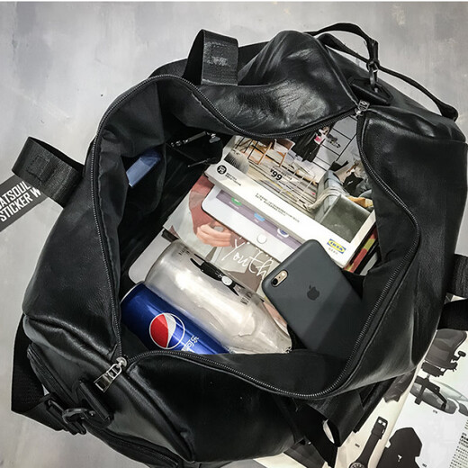 芸洛旅行包男干湿分离运动健身包运动手提包行李包旅游出差大容量收纳 黑色9905竖标PU防泼水干湿分离带