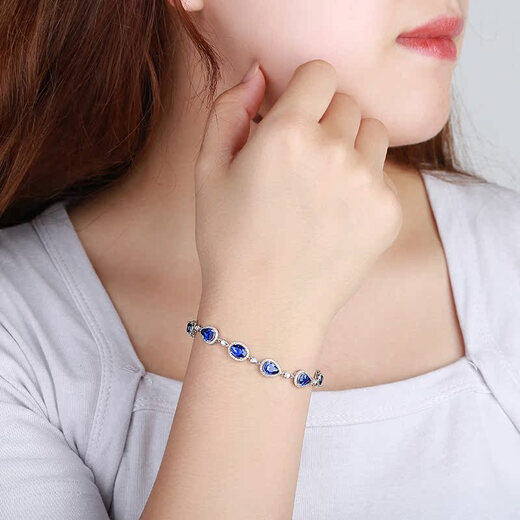 HEEKAIYI sapphire bracelet for women cornflower blue 18K diamond bracelet Chinese Valentine's Day birthday gift for wife and girlfriend Selected 5.9 carat/cornflower blue/double certificate