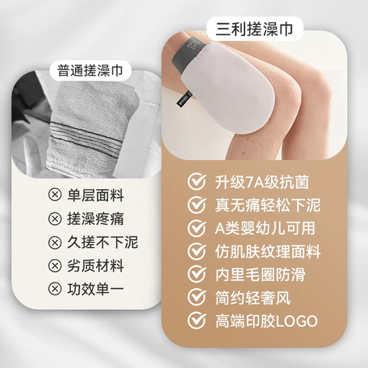 Sanli 7A Antibacterial Bath Towel for Men and Women Mud Bathing Magic Towel for Back Rubbing Double Painless Mud without hurting the skin