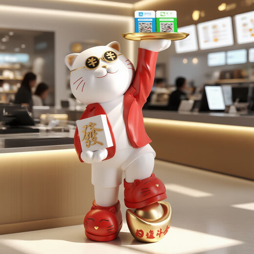 Chuxiang Rijin Doujin Lucky Cat Floor-standing Decoration Large Store Door Lucky Cat Lucky Cat Housewarming Opening Gift Rijin Doujin Lucky Cat - Red Height 75CM