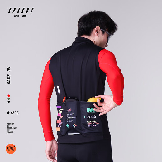 Spakct new cycling clothing road mountain bike men and women autumn and winter windproof warm sports vest top GAME ON-Black XL