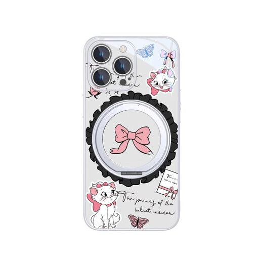 MSMF适用迪士尼iPhone15promax手机壳magsafe磁吸支架苹果16支点壳14plus蝴蝶结13pro玛丽猫ip12女小米 【星河银】迪士尼正版-玛丽猫-ZBL9896H iPhone1