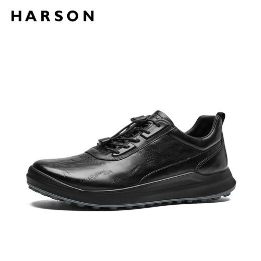 Harson Men's Shoes Fetal Cow Leather Casual Leather Shoes Thick-soled Walking Shoes High-end Business Casual Shoes Black 41