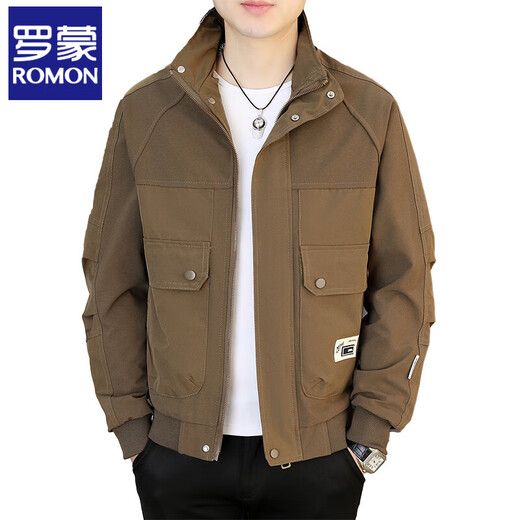 
ROMON Jacket Men's Standing Collar Spring 2025 New Casual Fashion Jacket Fashionable Fashion Business Spring and Autumn Versatile Clothes (9928) Black L (80-105Jin[Jin equals 0.5 kg])