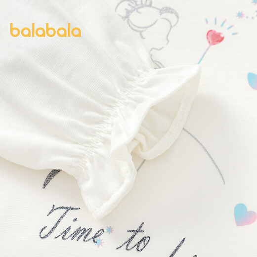BALABALA-Kinderkleidung, ein langärmeliges T-Shirt für Kinder, Herbstmädchen-Blütenknospen-Ärmel, süßer Top-Pullover, modisch und komfortabel, weiß 10101 90