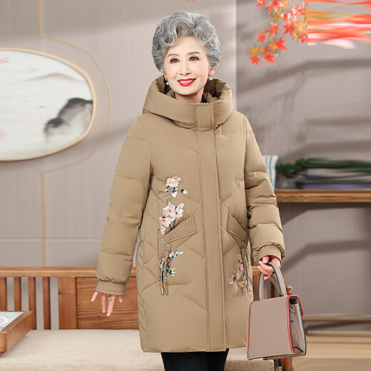 Yaya (YAYA) grandma's winter down jacket 60 and 70 year old lady thickened and warm middle-aged and elderly mother's Chinese style elderly jacket