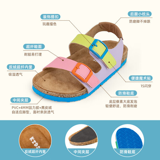 Kids.ing Kedi Star children's sandals Boken shoes summer non-slip beach shoes for boys and girls Strawberry Grape Ice 26 suitable for feet length 14.8-15.5cm