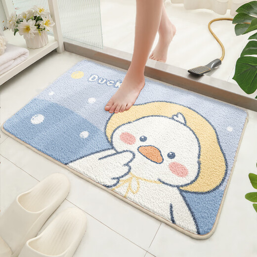 
IOSN bathroom anti-slip mat large area bathroom anti-slip floor mat water absorbent bathroom foot mat cartoon animal toilet anti-slip mat K3881B-Swimming Pool Schnauzer B 50x80cm (indoor versatile) thick weaving imitation lamb