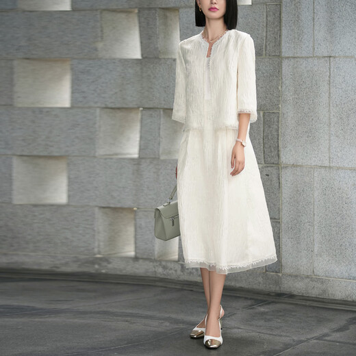 
Color white thin coat for women 2025 summer new lace jacquard short style style loose top white XL