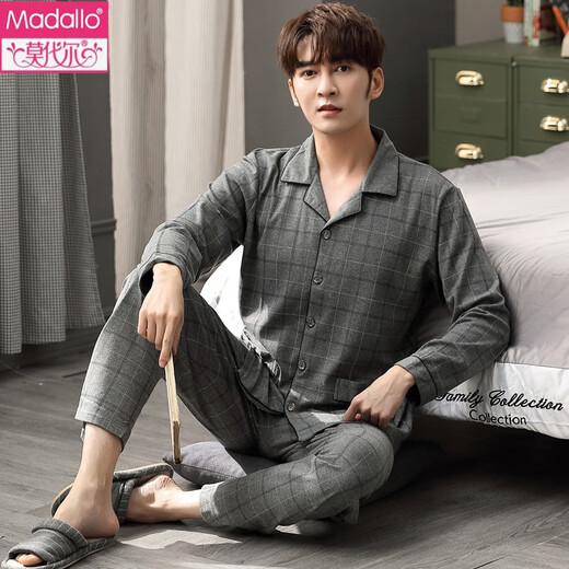 维多利亚的格调睡衣男士棉家居服长袖可外穿2022年新款套装春秋季 3882 M 体重50-