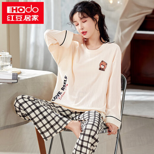 Hongdou (Hodo) Pyjamas für Frauen im Frühjahr und Herbststil, großer koreanischer Stil, langärmelige süße zweiteilige Set, Student Sommer-, Herbst- und Winter-Heimkleidung, können draußen getragen werden. GXT9928 M (Empfohlen 75-95jin [Jin ist gleich 0,5 kg]))