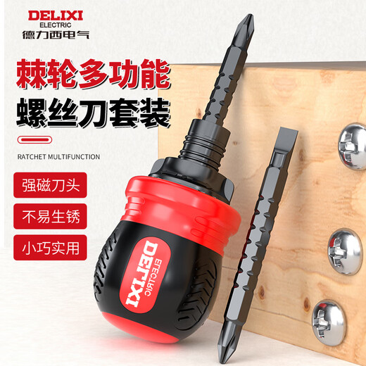 DELIXI ELECTRIC telescopic ratchet dual-purpose screwdriver cross one-word labor-saving screwdriver double-head special-shaped screwdriver boxed 13-in-1