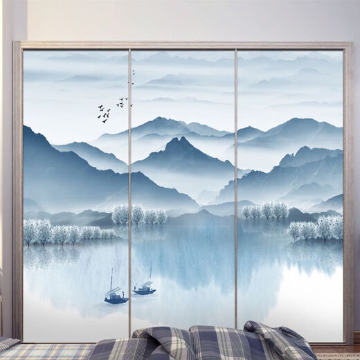 Yusenyi Garderobe Aufkleber renovierte selbstklebende Glasfilm Aufkleber Wand Aufkleber Taper Schiebetür Schrank Tür Garderobe Schrank Aufkleber MT-7373 Small
