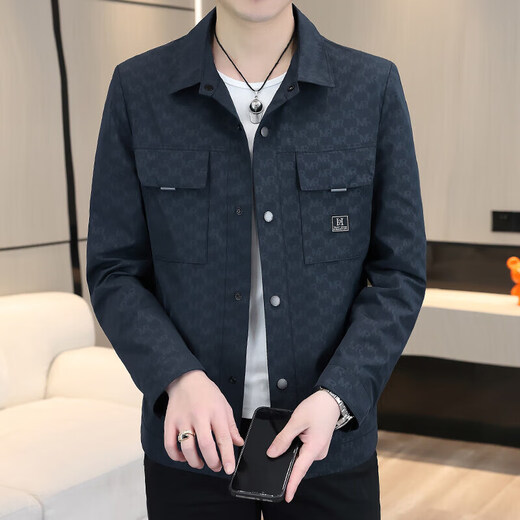 DVHNMK Veste pour hommes Spring et automne à l'automne New Style Business Businet Office haut de gamme Plaid Jacket Jacket Navy Blue [Spot Deviling Twit
